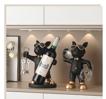 French Bulldog Wine Holder Resin Wine Racks Countertop Wine Stand Wine Bottle Holder Wine Bottle Rack Home Office Decor