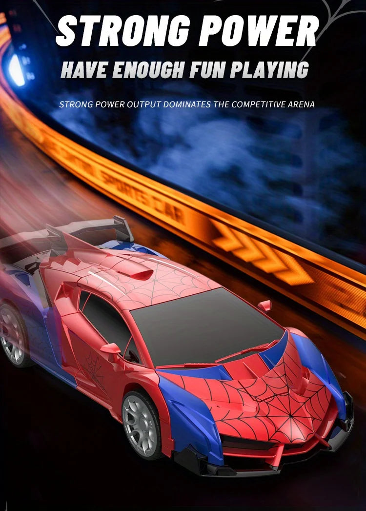 RC Transformer Car Robot Toy 1:18 Scale LED Light 2.4GHz One-Button Transformation 360° Rotating Drift Rechargeable Kids Gift