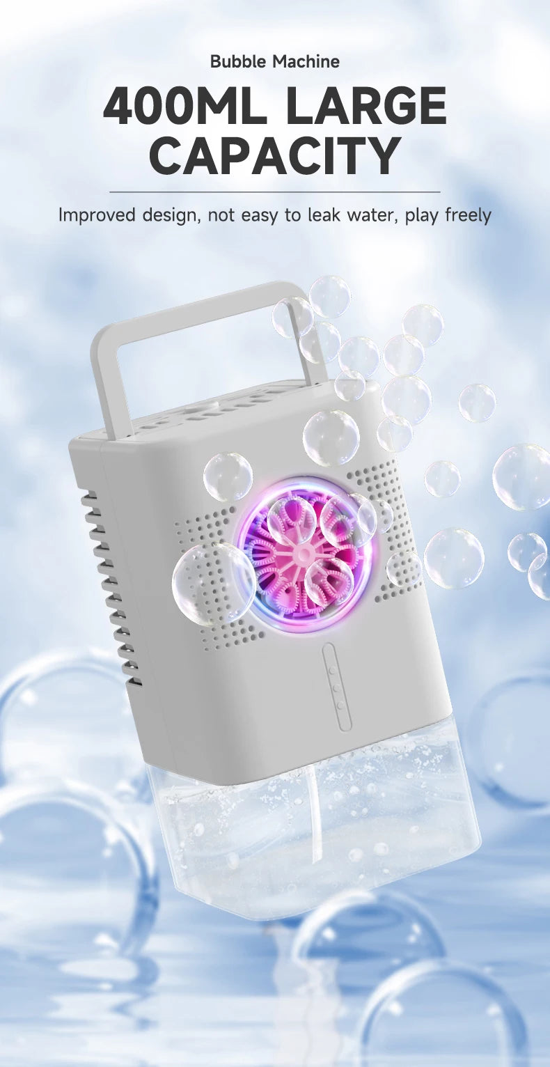 Highly durable, portable bubble generator with a large capacity of 400 ml – perfect for outdoor gatherings.