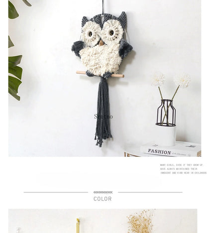 Nordic Boho Home Room Decoration Wall Decor Tapestry Creative Handmade Weaving Owl Tapestries Modern Simplicity Bedroom Decor