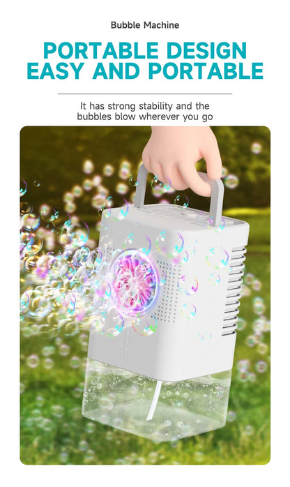 Highly durable, portable bubble generator with a large capacity of 400 ml – perfect for outdoor gatherings.