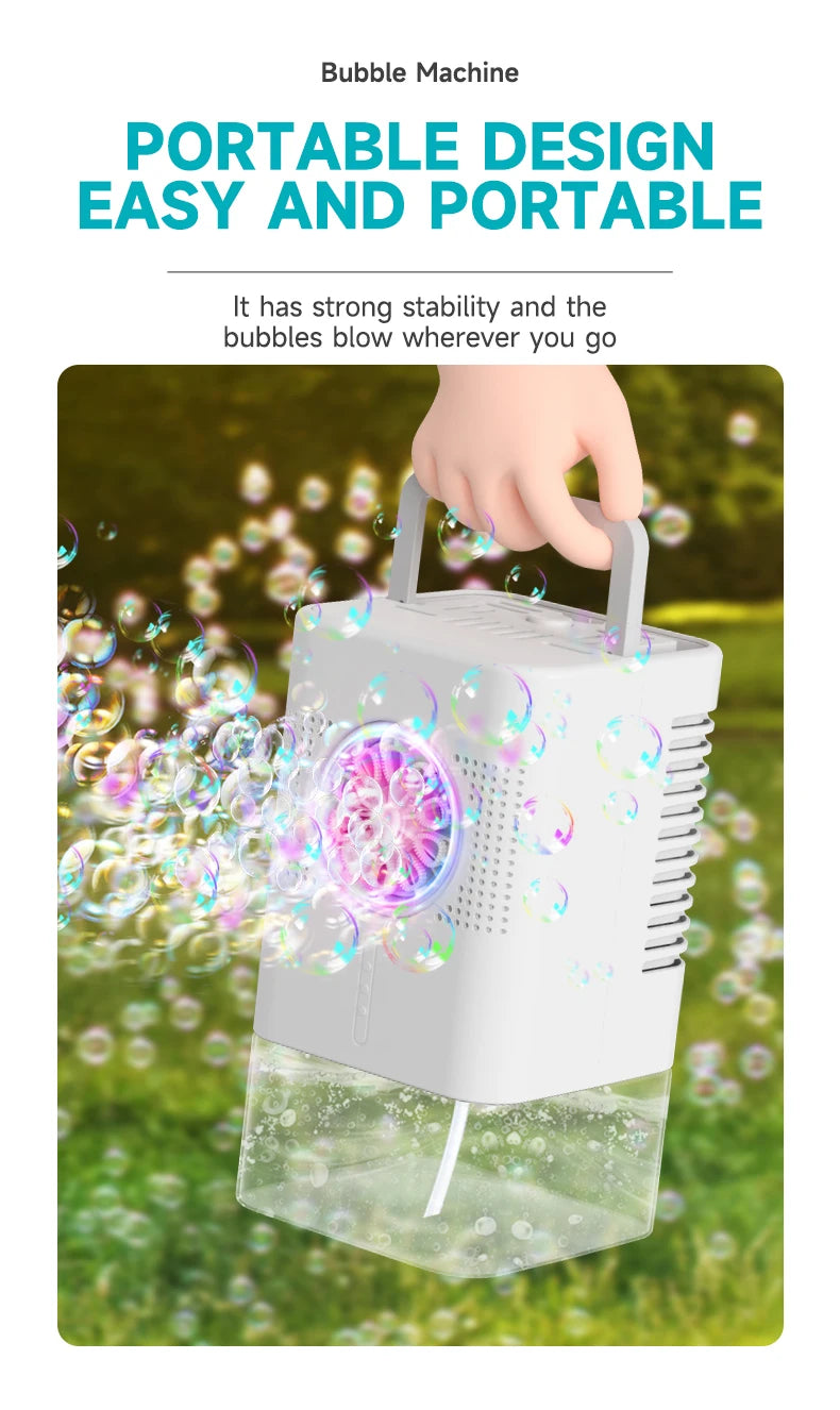 Highly durable, portable bubble generator with a large capacity of 400 ml – perfect for outdoor gatherings.
