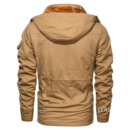 Men Winter Jackets Hooded Casual Down Jackets Military Coats Men Cotton Casual Fleece Long Jackets Male Outwear Tooling Jackets