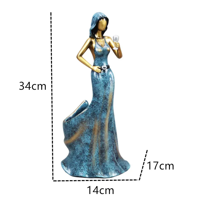 Decorative Wine Holder Shelf For Bottles Rack Wine Storage Resin Bar Cabinet Display Stand Decor Table Top Dancing Girl Grace