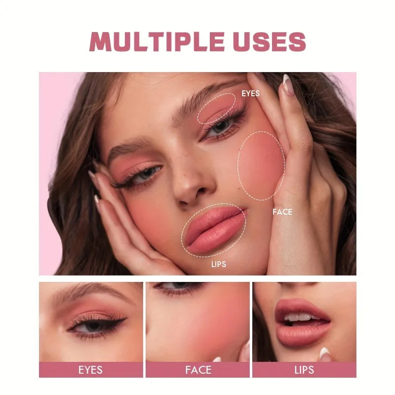 6-Shade Matte Blush Palette - Waterproof, Buildable Coverage for All Skin Tones, Enhances Natural Glow with Peach & Pink Shades