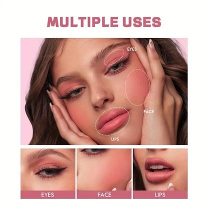 6-Shade Matte Blush Palette - Waterproof, Buildable Coverage for All Skin Tones, Enhances Natural Glow with Peach & Pink Shades