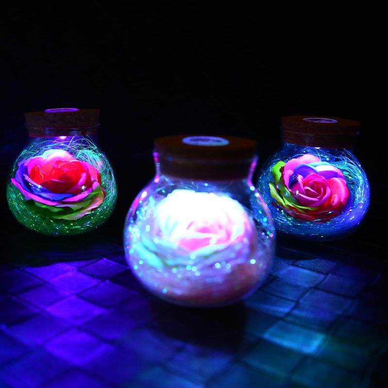 Rose Preserved Soap Flower Wishing light Bottle
