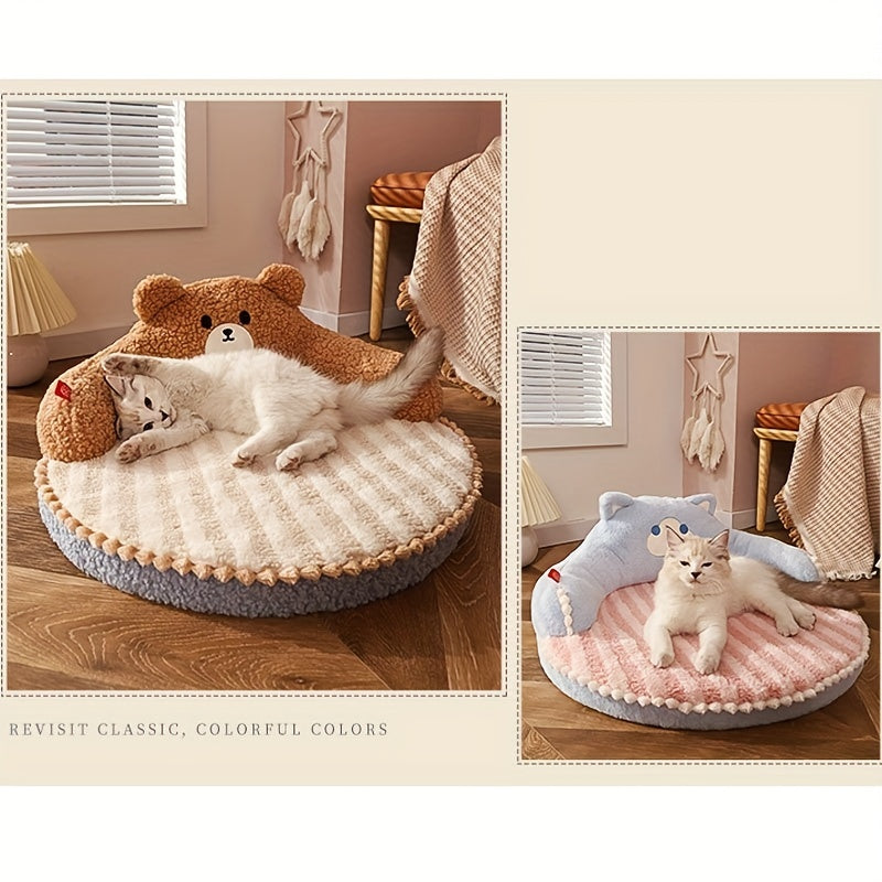 Soft And Durable Round Cat Bed - Removable Pet Mat And Mattress For Small Dogs And Cats - Plush Fabric - Indoor & Outdoor Use - For Pet Owners - Perfect Gift for Pet Lovers