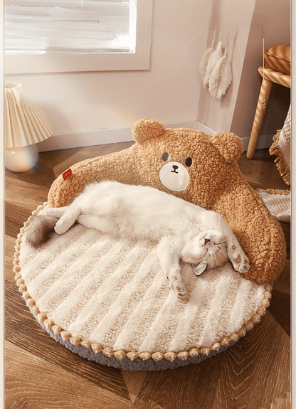 Soft And Durable Round Cat Bed - Removable Pet Mat And Mattress For Small Dogs And Cats - Plush Fabric - Indoor & Outdoor Use - For Pet Owners - Perfect Gift for Pet Lovers